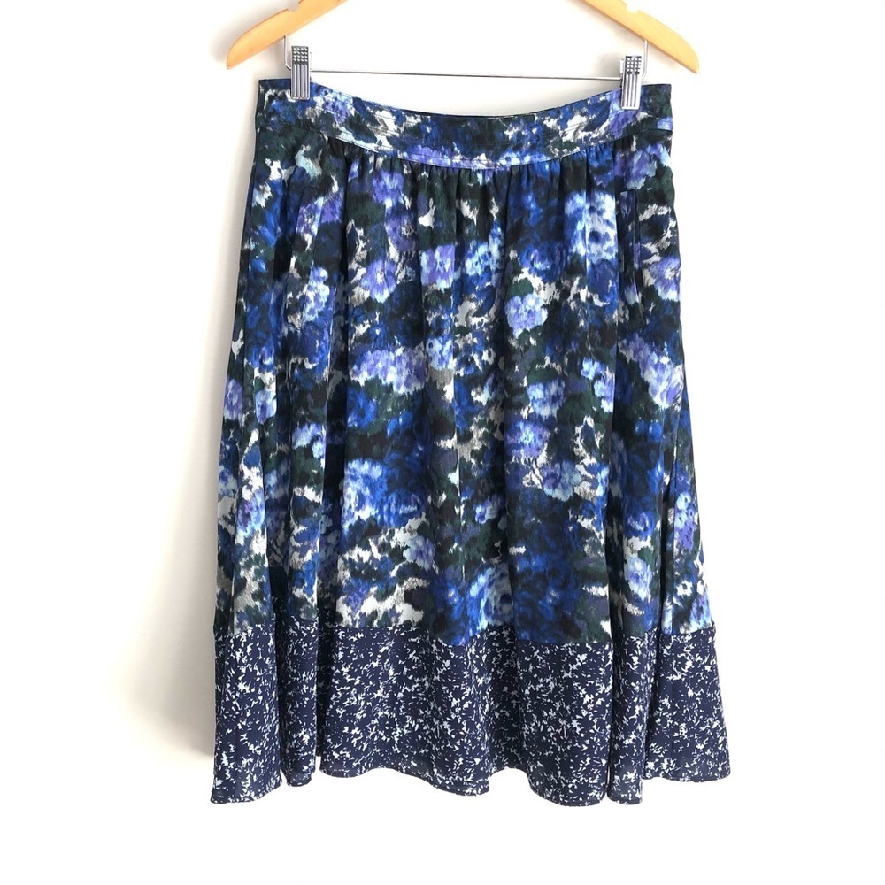 Adrianna Papell Floral Midi Skirt Blue